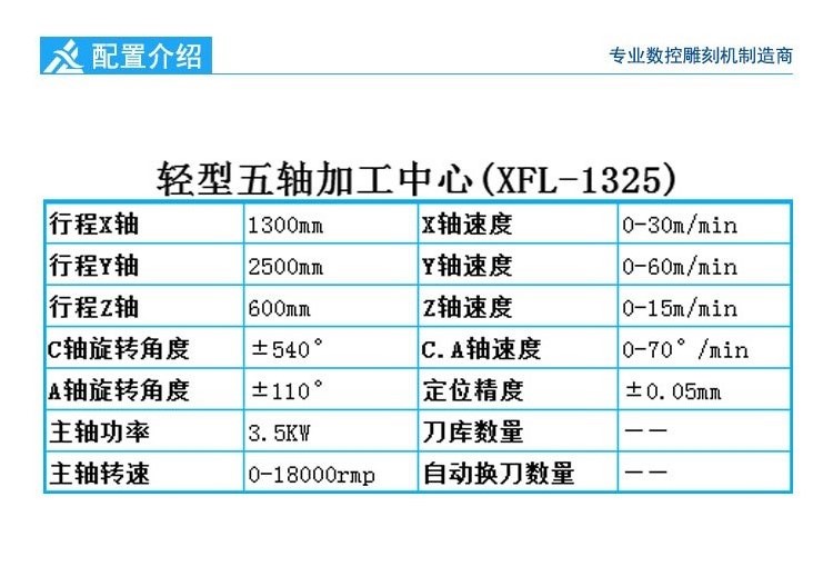XFL-1325冰箱内胆五轴加工中心参数设置
